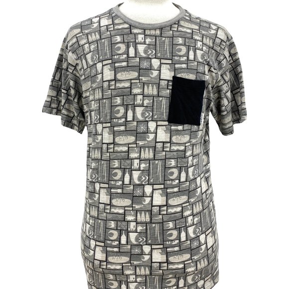 Nixon Men's Full Print Logo Short Sleeve Crewneck Graphic Tee Gray T-Shirt XL - Picture 1 of 6